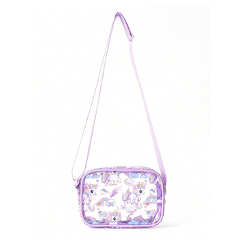 Torba preko ramena s motivom jednoroga, gradski minimalistički stil, PVC materijal, podstava poliester, sklopiva
