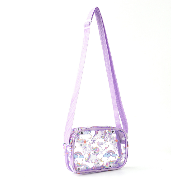 Torba preko ramena s motivom jednoroga, gradski minimalistički stil, PVC materijal, podstava poliester, sklopiva