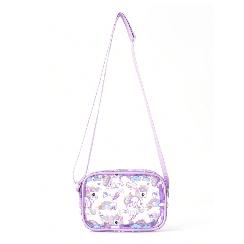 Torba preko ramena s motivom jednoroga, gradski minimalistički stil, PVC materijal, podstava poliester, sklopiva
