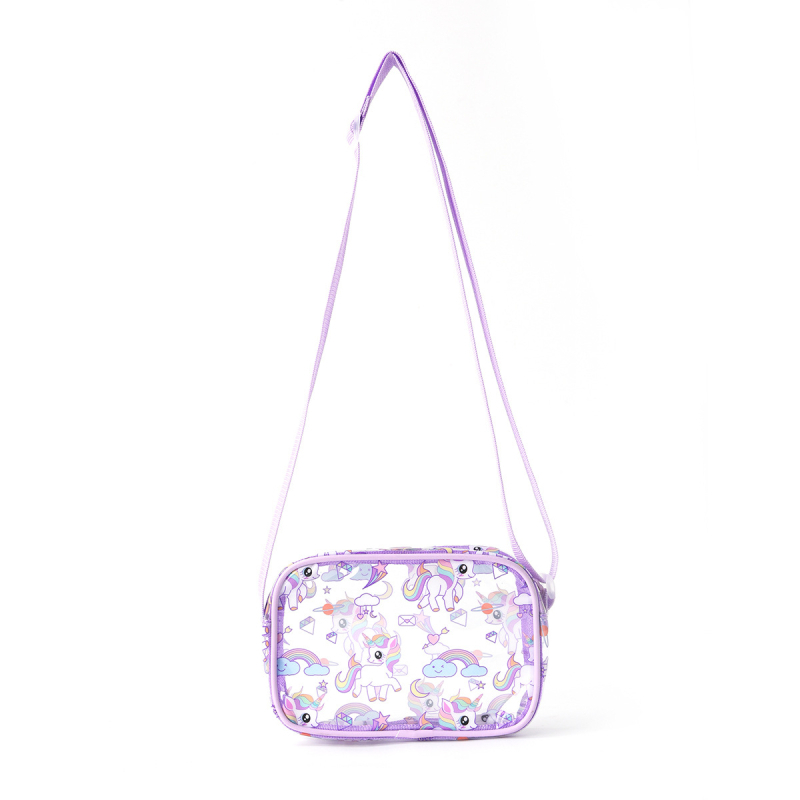 Torba preko ramena s motivom jednoroga, gradski minimalistički stil, PVC materijal, podstava poliester, sklopiva