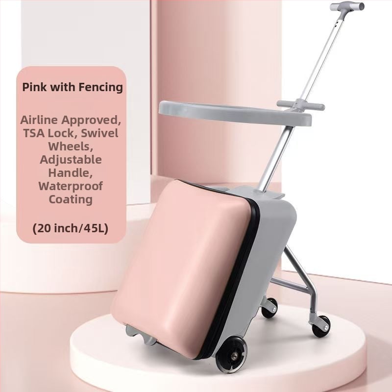 Noņemams bērnu ceļojumu kufers ar sēdēšanas funkciju, universāli riteņi, unisex, svars ap 3–5 kg