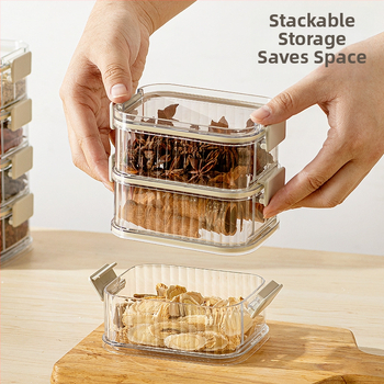 Πλαστικό δοχείο αποθήκευσης τροφίμων, σφραγισμένο, τετράγωνο σχήμα, χωρητικότητα 1-2 L, μοντέρνος μινιμαλιστικός σχεδιασμός