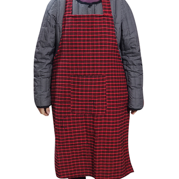 Kratka pamučna kućna pregača s trakom, unisex, karirani uzorak, otporna na mrlje i habanje, mekana, za kuhinju i kućne poslove