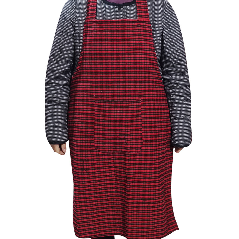Kratka pamučna kućna pregača s trakom, unisex, karirani uzorak, otporna na mrlje i habanje, mekana, za kuhinju i kućne poslove