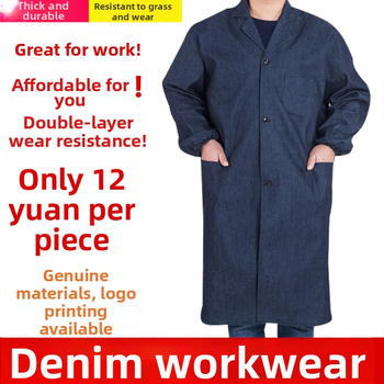 Unisex denimska radna odjeća s dugim rukavima, plave boje, lagana i otporna na habanje i mrlje, za zavarivanje i rukovanje