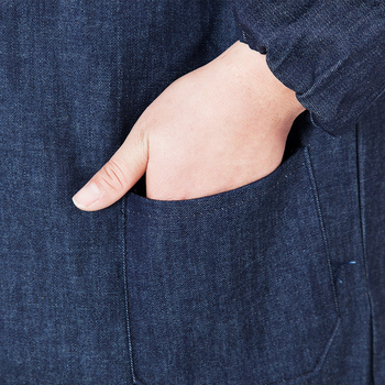 Unisex denimska radna odjeća s dugim rukavima, plave boje, lagana i otporna na habanje i mrlje, za zavarivanje i rukovanje
