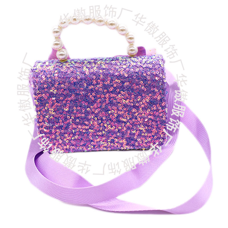 Dječja torbica s repom sirene, čvor u obliku leptira, crossbody remen, ručka s biserom, vodootporan poliester, srcolni uzorak