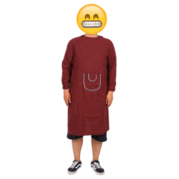 Unisex kuhinjski smock s dugim rukavima, karirana pamuk, debeli, ekstra velika veličina, otporan na ulje, pamuk-lan