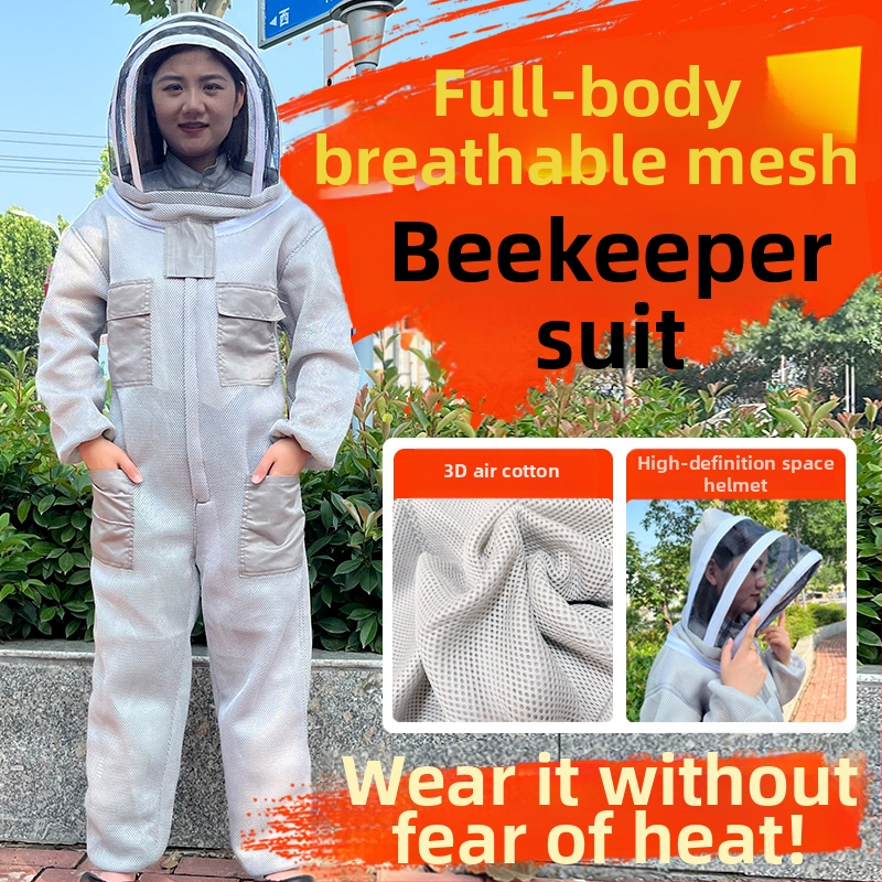 Dýchajúci beekeeping overal s 3D vzdušnou sieťou, celotvárový ochranný oblek na zber medu