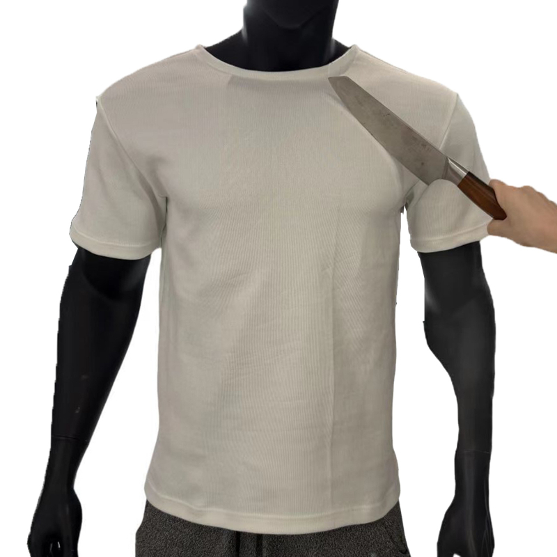 Upravljanje zalihama: dvostruko pleteno, mekano, usko prilagođeno bijelo T-shirt kratkih rukava, razina 5 zaštite od rezanja za službenu obuku