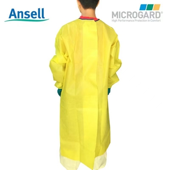 Ansell MC3000-214 Žuta zaštitna pregača s rukavima, otporna na prskanje, kemikalije te kiseline i baze