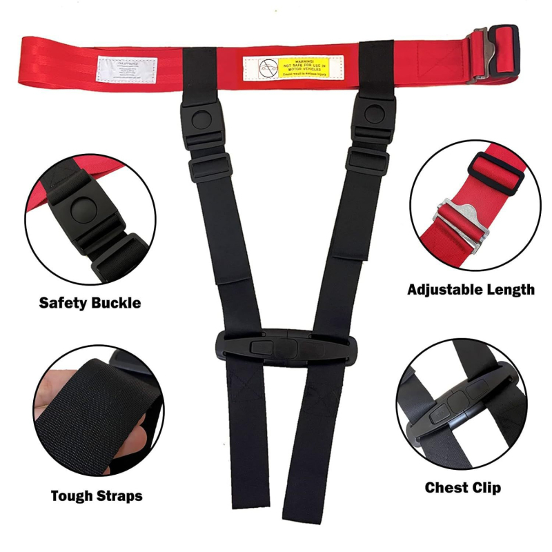 Hordozható gyerekbiztonsági öv repülőútra – poliészter öv, biztonsági tanúsítvánnyal