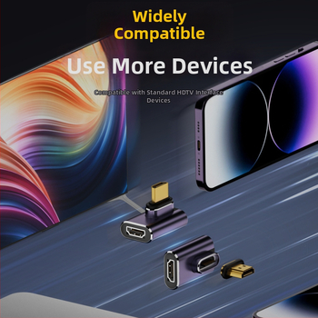 Adaptor magnetic HDMI 2.1, M-F, convertor 8K, cablu HDMI 1,5 m, portabil, cu contacte placate cu aur