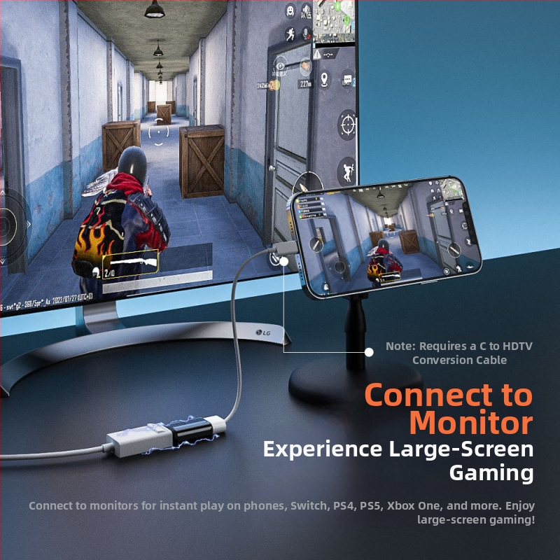 Adaptor magnetic HDMI 2.1, M-F, convertor 8K, cablu HDMI 1,5 m, portabil, cu contacte placate cu aur