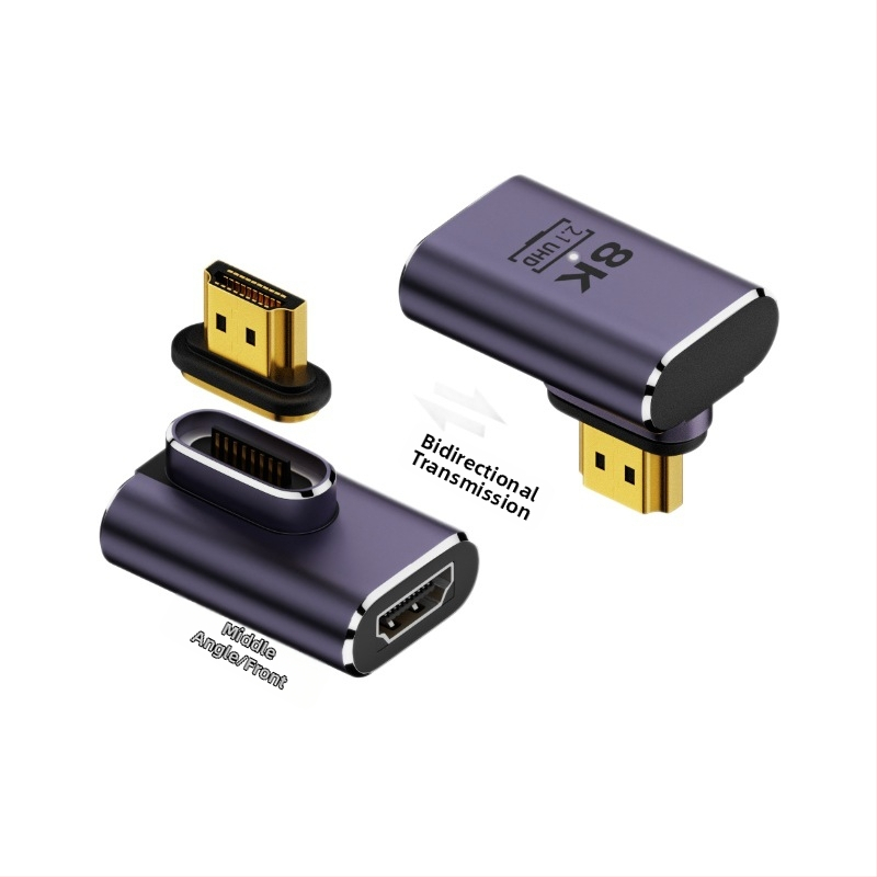 Adaptor magnetic HDMI 2.1, M-F, convertor 8K, cablu HDMI 1,5 m, portabil, cu contacte placate cu aur