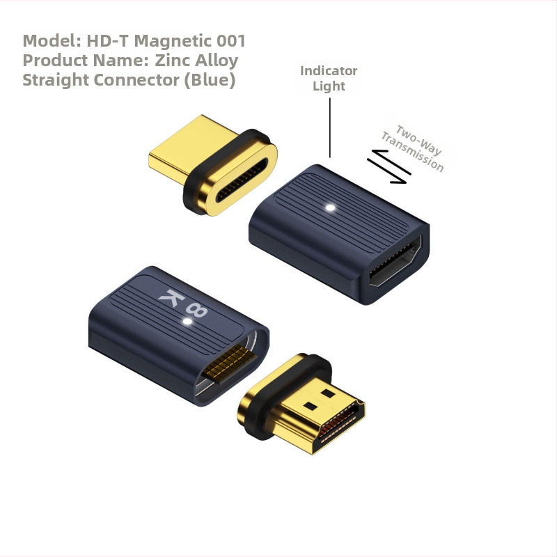 Adaptor magnetic HDMI 2.1, M-F, convertor 8K, cablu HDMI 1,5 m, portabil, cu contacte placate cu aur