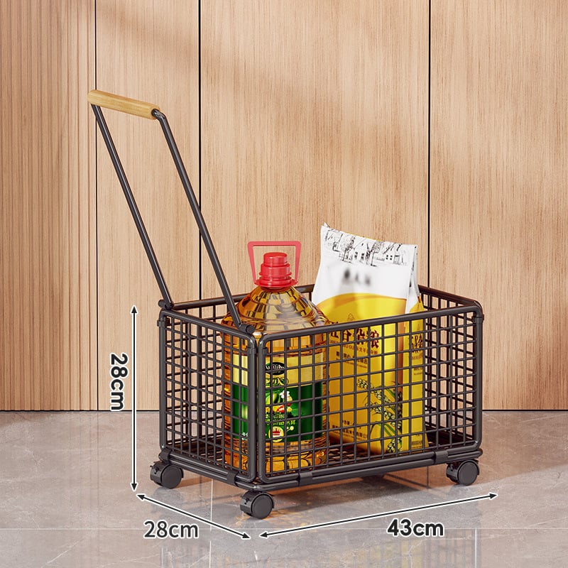 Четириколесна количка за пазаруване от желязо и дърво – подвижна, марка evesigar/Yisijia, товароподемност 1