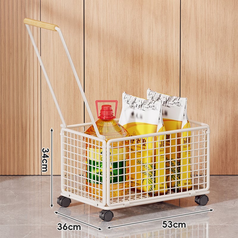 Четириколесна количка за пазаруване от желязо и дърво – подвижна, марка evesigar/Yisijia, товароподемност 1