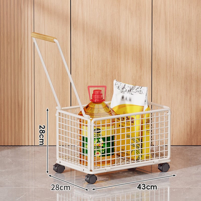 Четириколесна количка за пазаруване от желязо и дърво – подвижна, марка evesigar/Yisijia, товароподемност 1