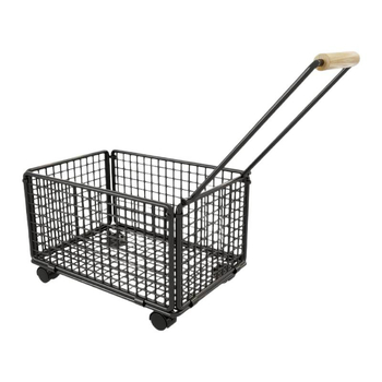 Портативна четириколесна пазарска количка с дърпателна дръжка — от неръждаема и въглеродна стомана, 20 кг товар, модерен минималистичен дизайн