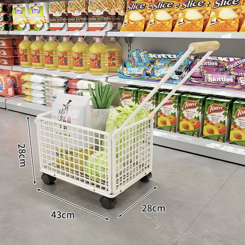 Портативна четириколесна пазарска количка с дърпателна дръжка — от неръждаема и въглеродна стомана, 20 кг товар, модерен минималистичен дизайн