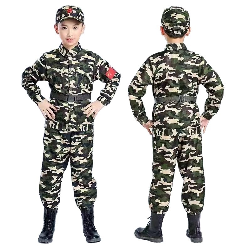 Trening uniforma za djecu, vojnički uzorak, tkanina od pamuk smjese, vlagu odvlači, unisex, pogodna za ljeto, proljeće i jesen