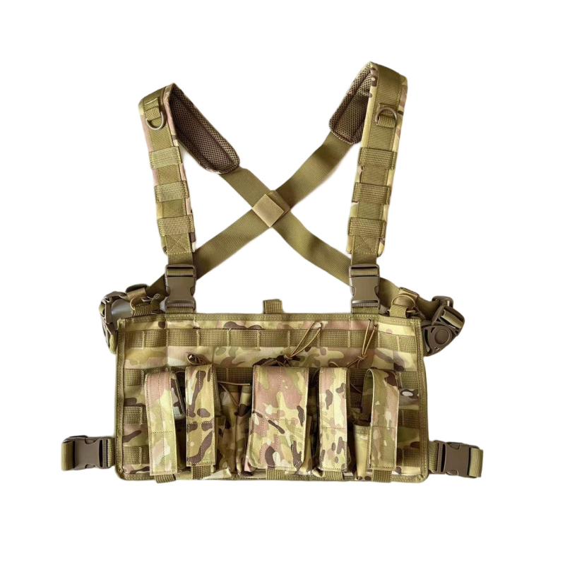 Тактическа гръдна подвеска с MOLLE система, бързосвалящ се механизъм, регулируема талия, камуфлажен модел, Oxford плат