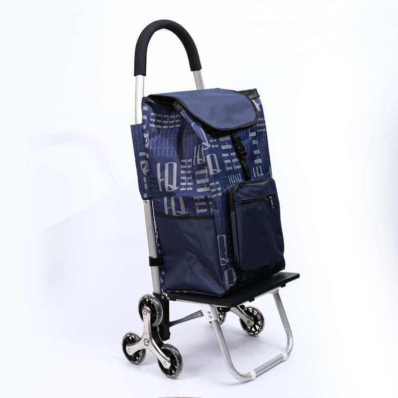 Двуколесна сгъваема пазарска количка за дома - портативна, маневрена, със стоманена тръба, възможност за лого