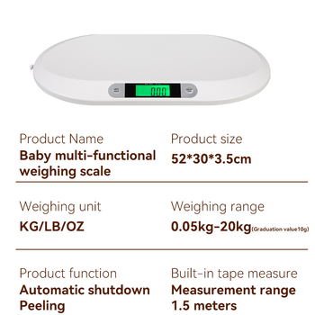 Elektronička vaga za bebe i malu djecu – visoko precizan senzor, raspon 0,05–20 kg, LCD zaslon, upravljanje gumbima, ABS kućište