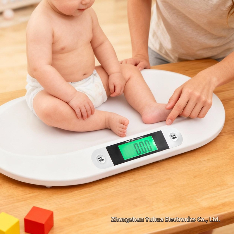 Elektronická detská váha pre novorodencov a batoľatá – vysoko presný senzor, rozsah 0,05–20 kg, LCD displej, ovládanie tlačidlami, ABS telo