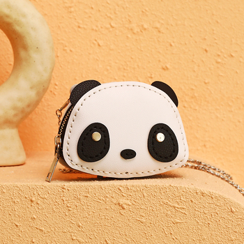 Novčanik s mini lančanim remenom, okrugli oblik, model Little Panda, zatvarač, PU koža