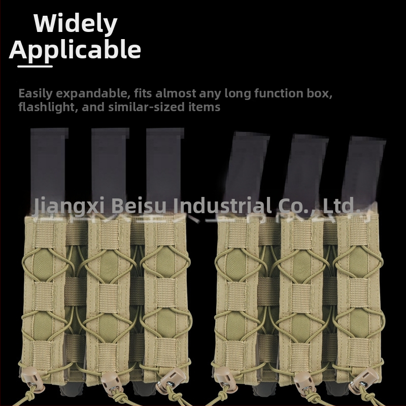 Dlhá taktická taška v tigrom štýle s MOLLE montážou, systém rýchleho vyťahovania, 9 mm adaptér, matný nylon