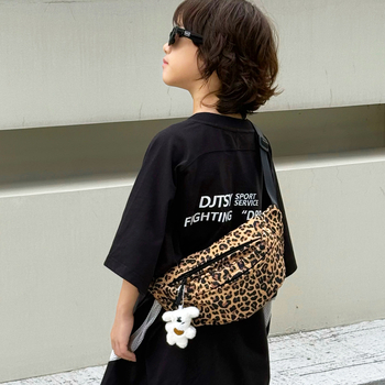 Gyerekeknek készült vászon keresztpántos táska leopard mintával, ultra könnyű, uniszex, 3 éves kortól