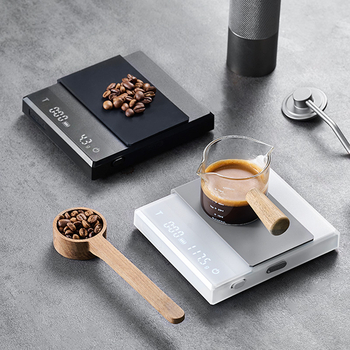 Електронна везна за кафе за ръчно приготвено еспресо, умна тъчскрийн таймер, портативна презареждаща се пластмасова везна