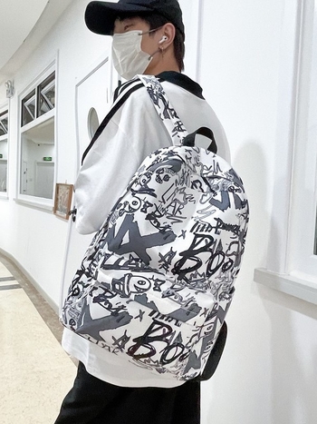 Unisex nylon ruksak, studentski kampus stil, kapacitet 36–55 L, džep za 9-inčni laptop, uzorak slova