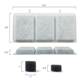 Αντικαταστάτης φίλτρου νερού Petory για γάτες και σκύλους — ενεργός άνθρακας και ρητίνη, φίλτρο από βαμβάκι 50 g, ατομικά συσκευασμένο, μη αποσπώμενο, μοντέλο Petory