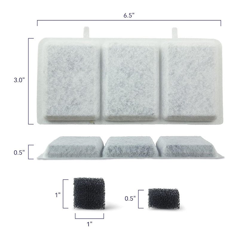 Αντικαταστάτης φίλτρου νερού Petory για γάτες και σκύλους — ενεργός άνθρακας και ρητίνη, φίλτρο από βαμβάκι 50 g, ατομικά συσκευασμένο, μη αποσπώμενο, μοντέλο Petory