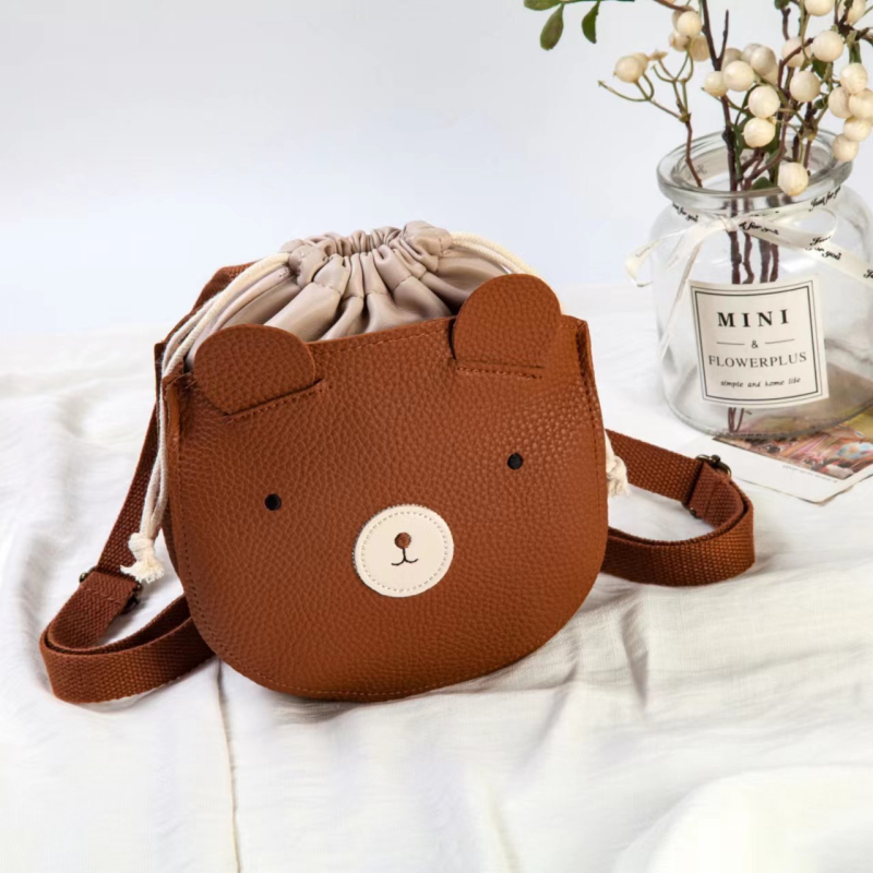 Unisex dječja torba s vezicama – dizajn medvjedić i zeko, PU koža, vodootporna i otporna na habanje, kompaktna za pohranu — Jin Yuna Children's Bag