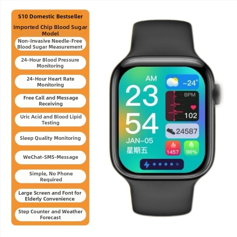 Smartwatch S10: meranie srdcového tepu, meranie krvného tlaku, meranie telesnej teploty, meranie kyslíka v krvi, sledovanie spánku