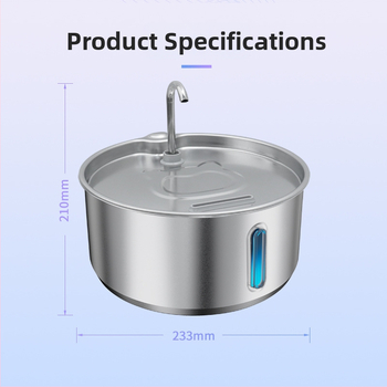 Kisállat-ivóvíz-adagoló 304 rozsdamentes acélból, leszerelhető, 4L kapacitás, macskák és kutyák számára