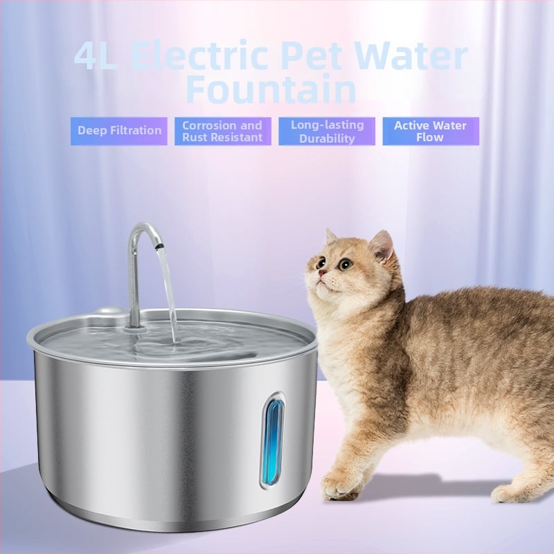 Kisállat-ivóvíz-adagoló 304 rozsdamentes acélból, leszerelhető, 4L kapacitás, macskák és kutyák számára