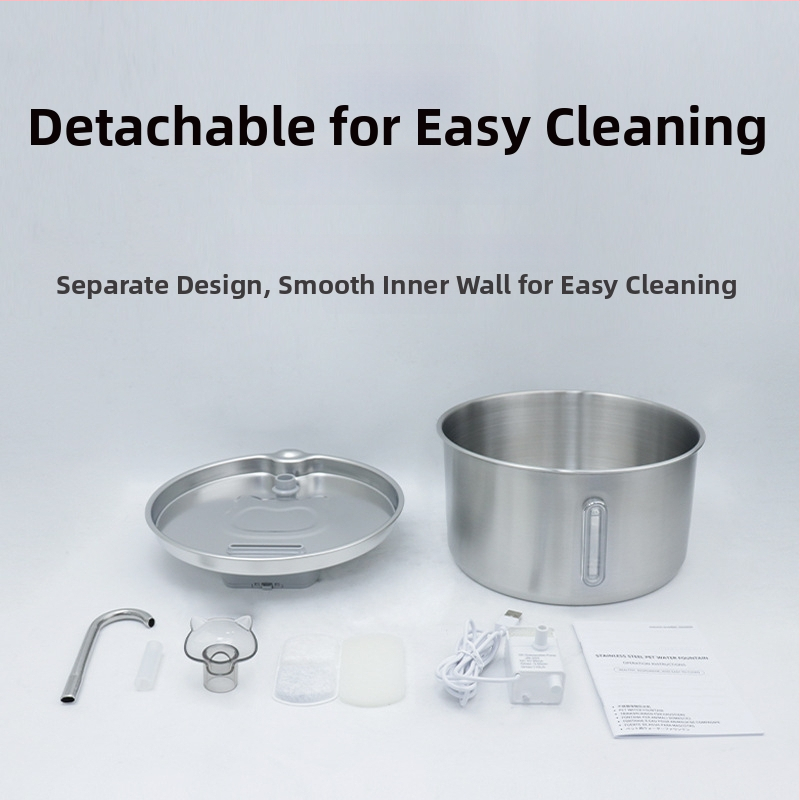 Kisállat-ivóvíz-adagoló 304 rozsdamentes acélból, leszerelhető, 4L kapacitás, macskák és kutyák számára