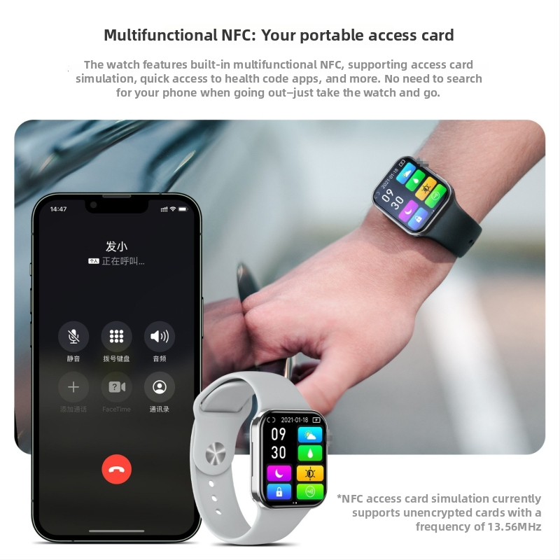 Ceas inteligent S8Ultr cu NFC, apel Bluetooth, monitorizare sănătate (HR, tensiune arterială, SpO2), monitorizare somn, încărcare wireless