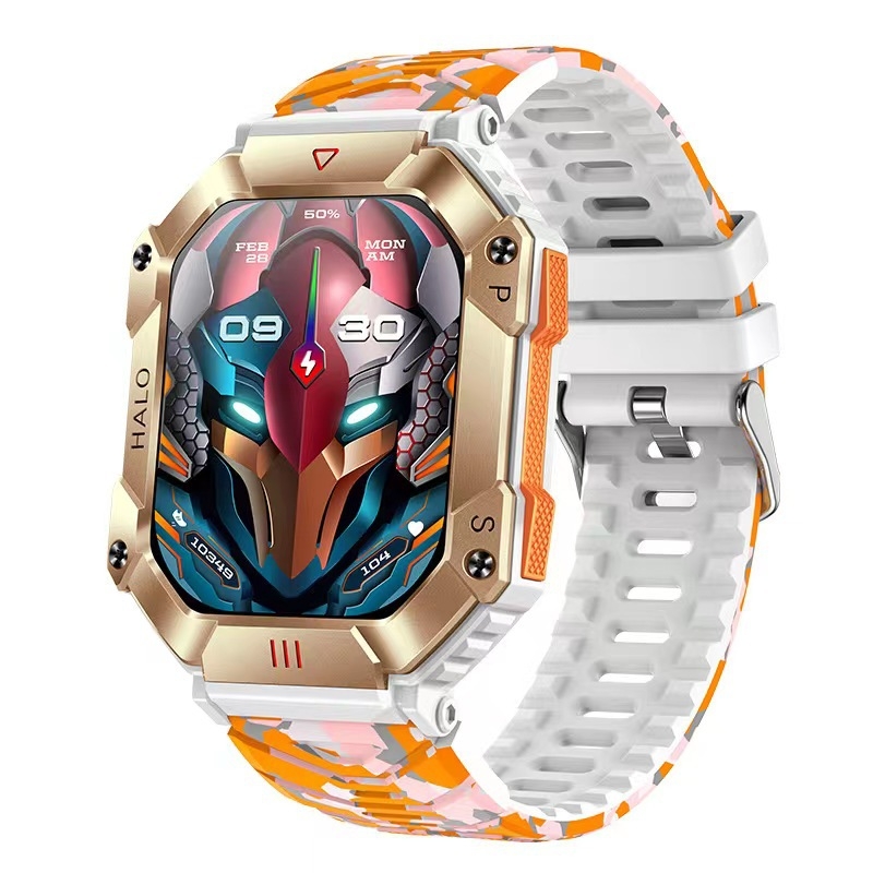 Ceas inteligent cu busolă, altimetru, tensiune arterială, apel Bluetooth și ecran AMOLED pătrat