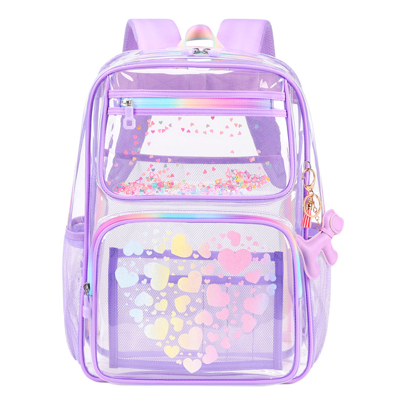 Prozirna PVC školska torba s crtanim motivom, unisex za učenike 5.–6. razreda, moderan dizajn