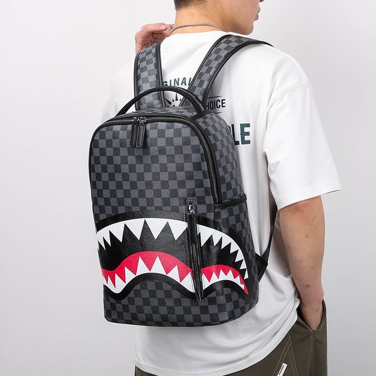 Ruksak s kariranim uzorkom, PU materijal, 20–35L, vodootporan, naramenice s zračnim jastukom — unisex, gradski stil