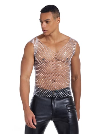 Polüestrist bezvarrukiga top koos kristallidega, slim-fit, 50% polüester, õhuke kangas, igapäevane tänav stiil