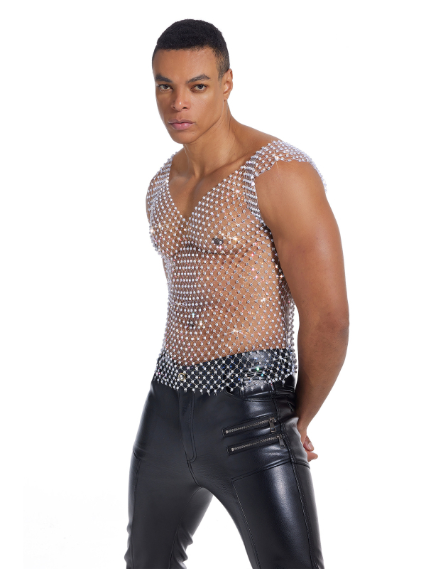 Polüestrist bezvarrukiga top koos kristallidega, slim-fit, 50% polüester, õhuke kangas, igapäevane tänav stiil