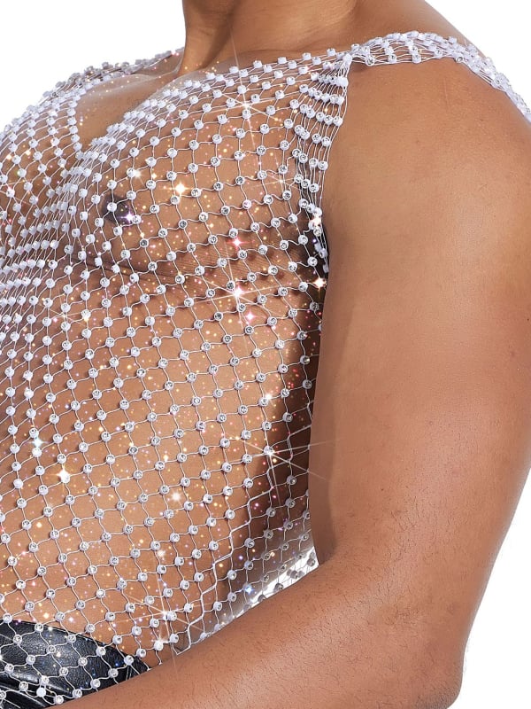 Polüestrist bezvarrukiga top koos kristallidega, slim-fit, 50% polüester, õhuke kangas, igapäevane tänav stiil