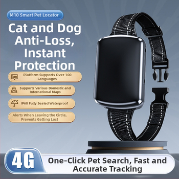4G GPS локатор за домашни любимци (котки и кучета), IP68 водоустойчив, GPS точност 5 м, модел M10, батерия 72 часа, аларми: вибрация, мобилно уведомление и аларма за ограда